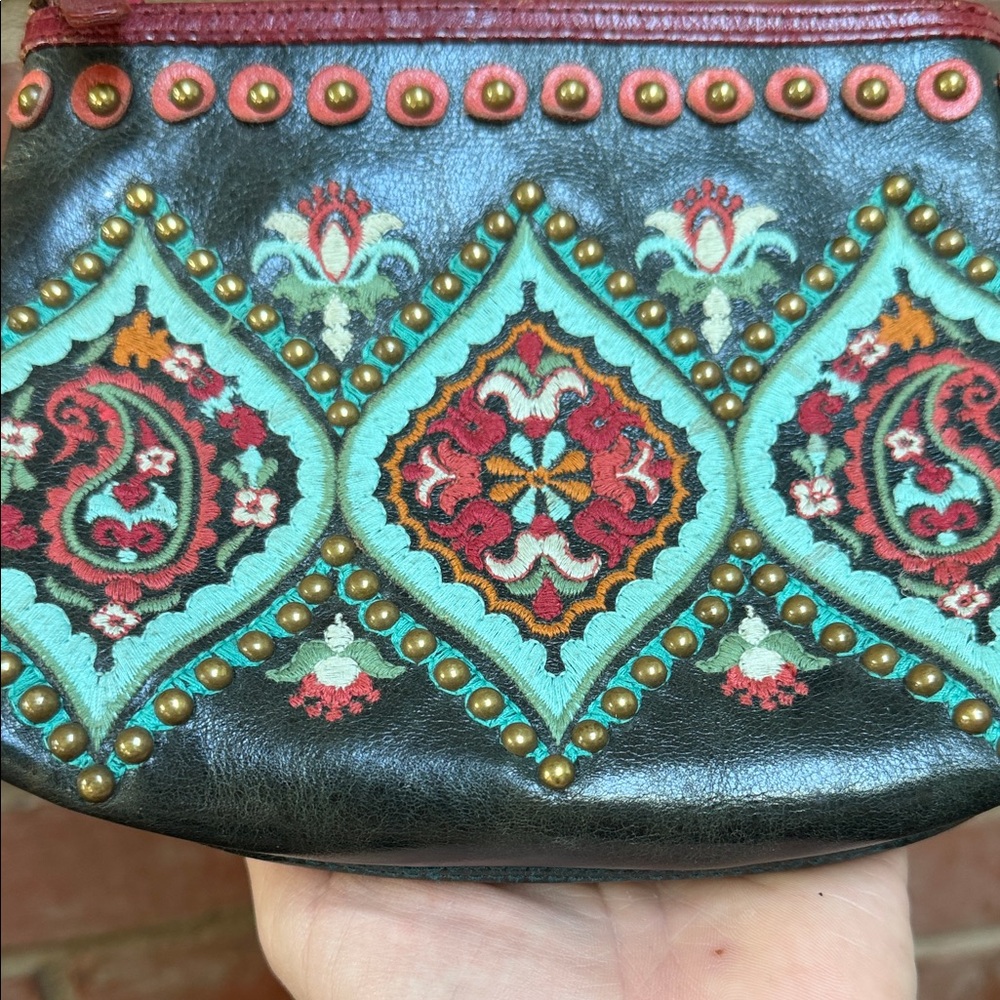 Vintage Isabella Fiore Embroidered Multicolor Wristlet Clutch - Picture 9 of 10